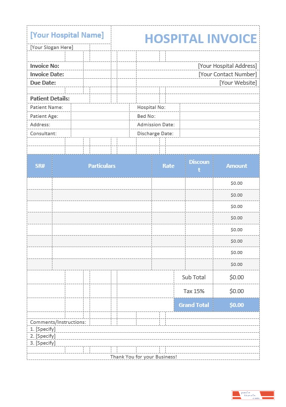 Medical Invoice. PSD template